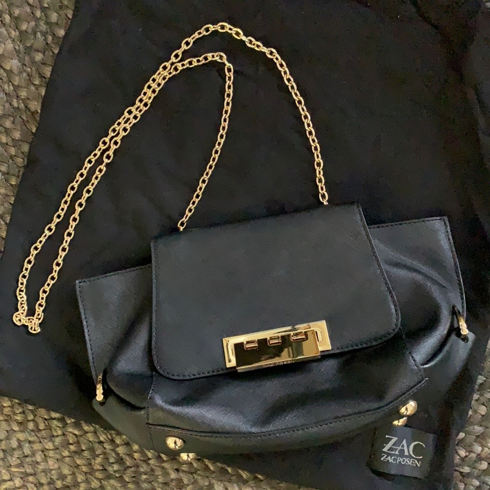 Zac Posen black and gold shoulder bag